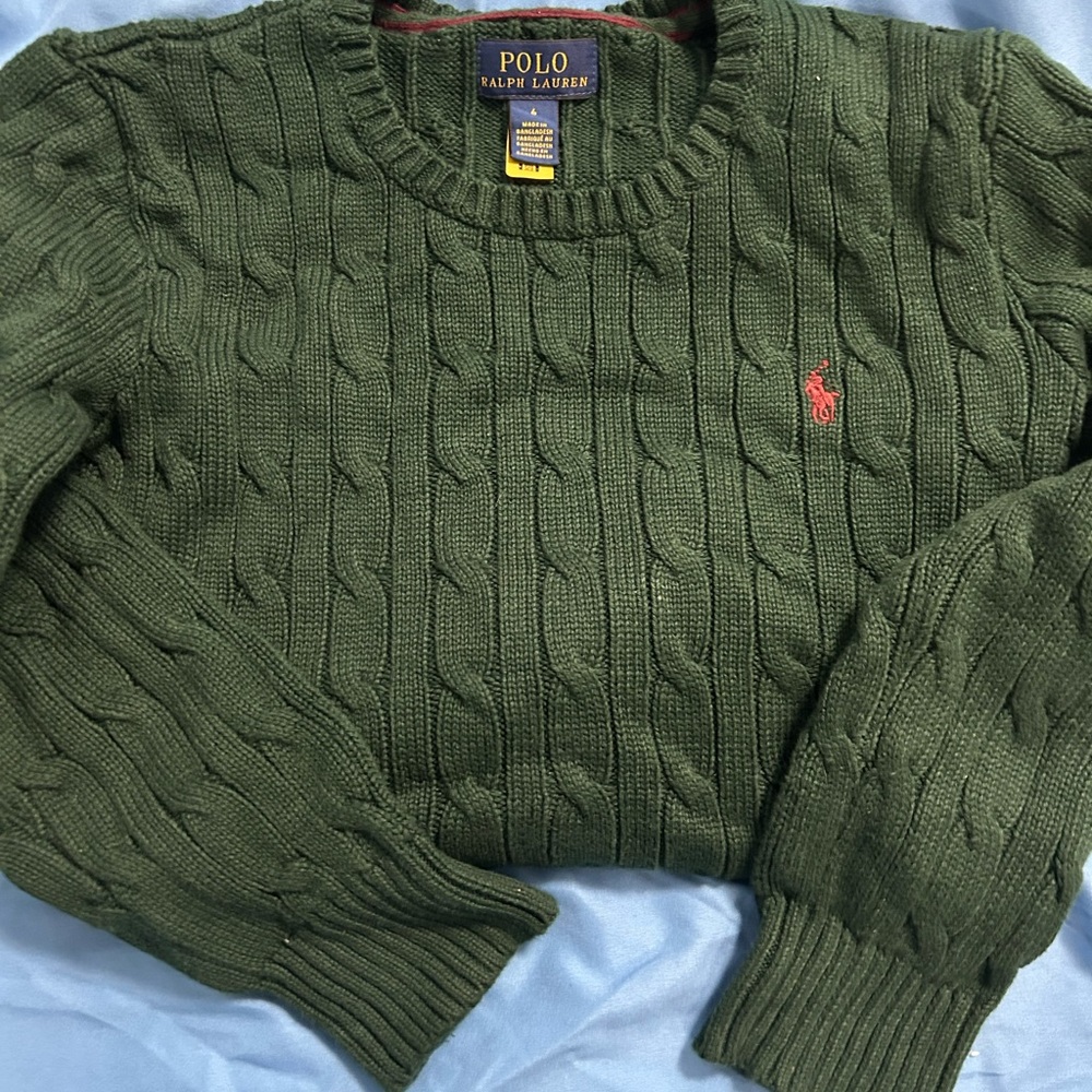 Polo by Ralph Lauren boys Olive Cable Knit Sweater